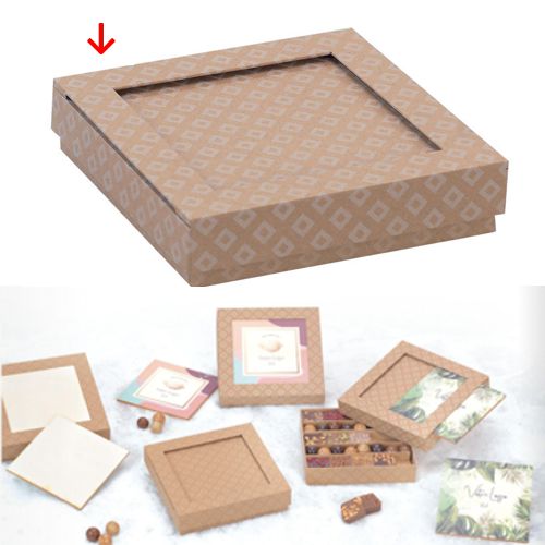 @ BIO Pralinen- | Geschenk-Schachtel quadratisch | viereckig braun mit Motiv (ca. 200- 320g)