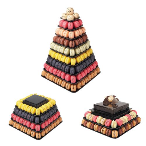 @ Ständer | Display | Aufsteller für Macarons Pyramidenform groß schwarz 9 Stufen