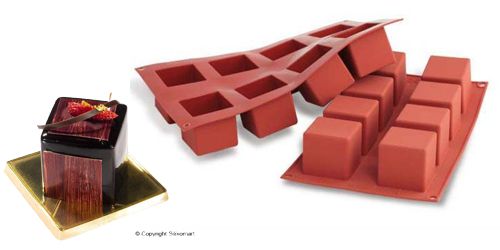 Silikon-Matte | -Form 8 eckige Formen Cube | Würfel (1/3 GN=17,5x30cm) 