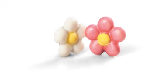 @ Schoko-Dekor Blumen weiß mit 2 Motiven (80 Stk)