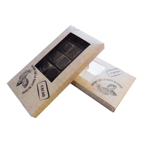 @ Tafelschokoladen-Verpackung hellbraun Motiv 'Cacao' rechteckig (2x25 Stk)