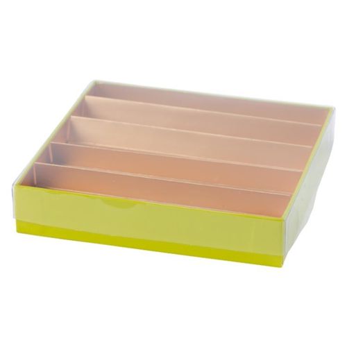 @ Pralinen- | Geschenk-Schachtel quadratisch | viereckig grün + Deckel transparent (für 4 Pralinen)