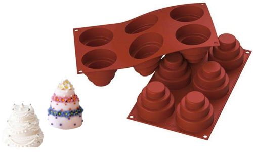 @ Silikon-Matte | -Form 6 runde Formen Mini Kuchen | Törtchen (1/3 GN=17,5x30cm)