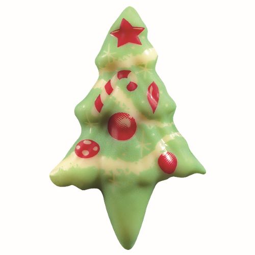 @ Schoko-Dekor Aufleger weiß Weihnachtstanne rot-grün  (72 Stk) 